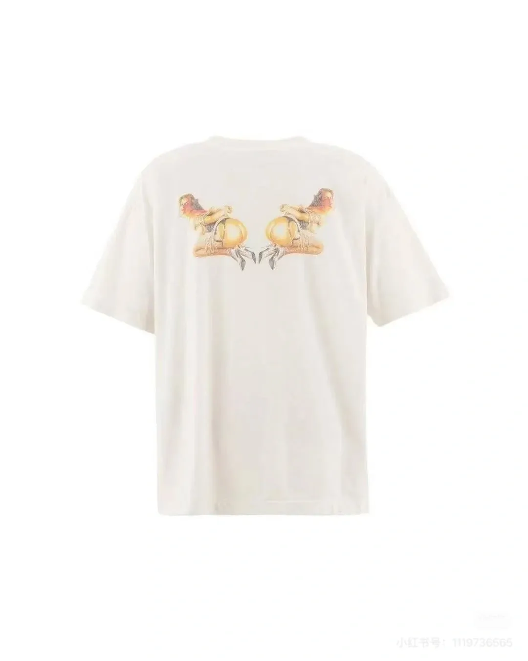 ❥8044#P130 Saint Mxxxxxx Sexy Robot Short Sleeves are made of soft cotton fabric, comfortable and breathable to wear.  White ink direct printing process Size: (S-M-L-XL) Color: Beige